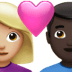 👩🏼‍❤️‍👨🏿 couple with heart: woman, man, medium-light skin tone, dark skin tone display on Apple